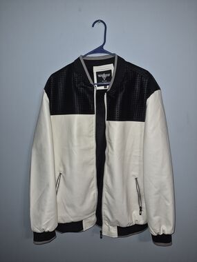 Men's Two-Tone White and Black Bomber Jacket